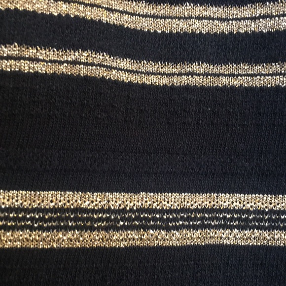 Lauren Cotton Blend Gold Metallic Threads 3/4 Sleeve Boat Neck Classic Top 2X - Picture 3 of 8